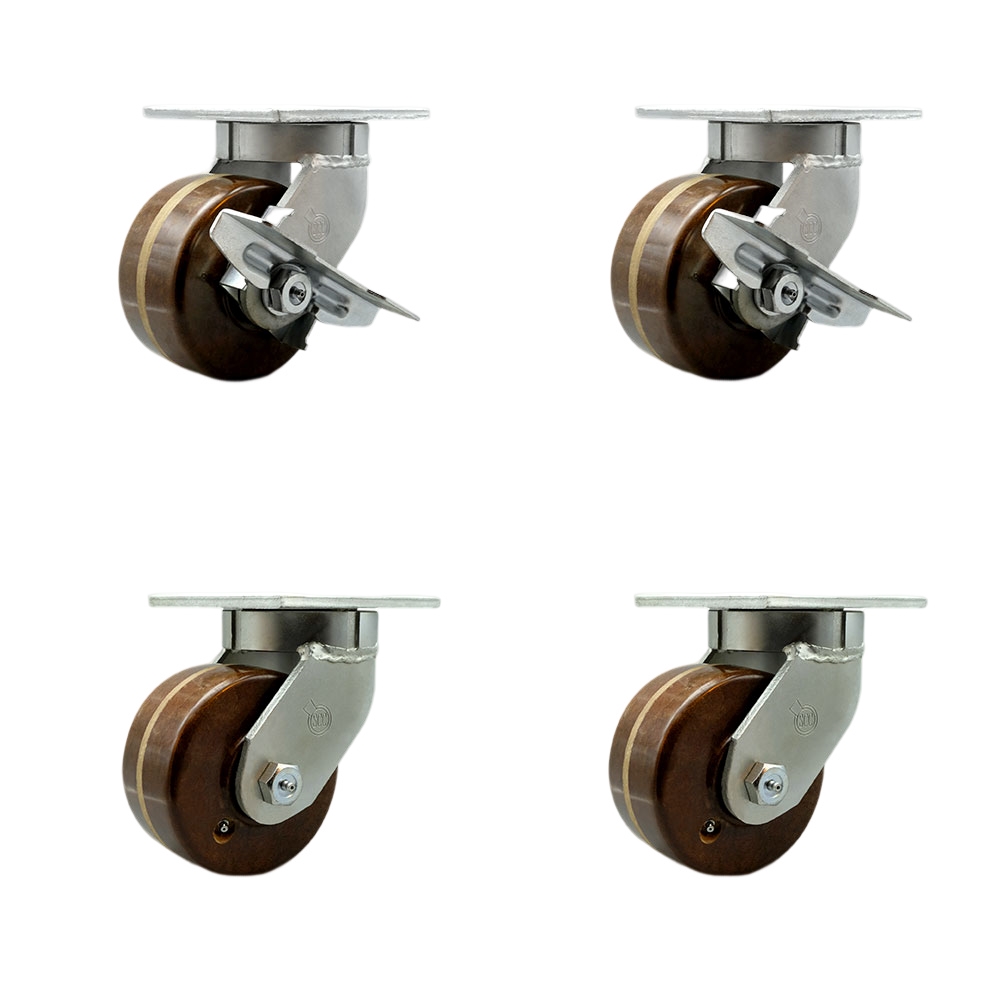 Extra Heavy Duty 6 x 3 in. High Temperature Swivel Caster Set for Cranes, Gantries, Hoists & Winches - Set of 4 - 2000 lbs per Caster