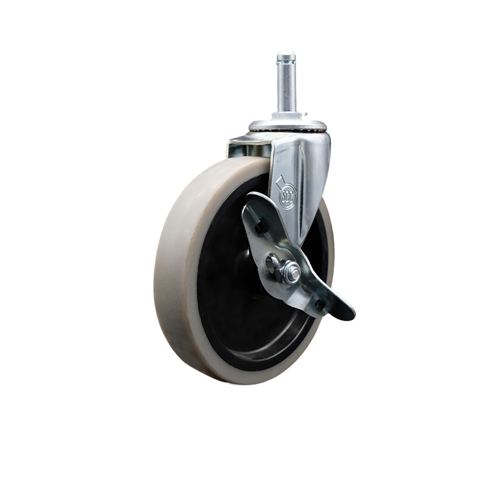 Replacement for Colson Caster 1.05351.441 MTG2 BRK3 - 5 in. Swivel Thermoplastic Rubber Caster & 0.43 x 1.37 in. Grip Ring Stem & Brake