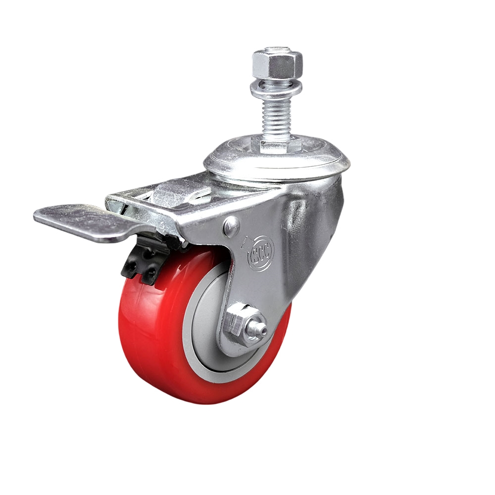 Replacement for Colson Caster 2.03254.95 BRK5 - Polyurethane Swivel Threaded Stem Caster with 3.5 in. Red Wheel & 0.5 x 1.5 in. Stem