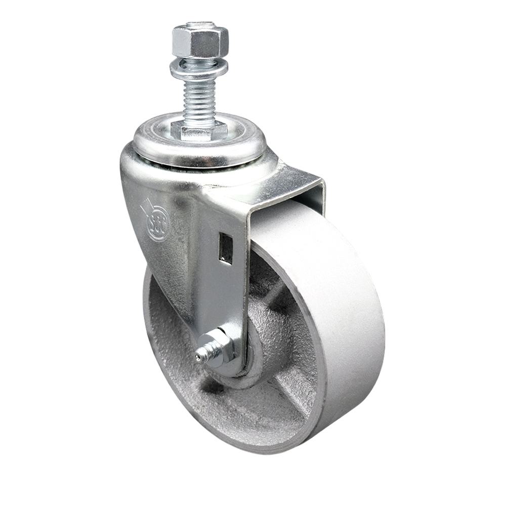 Replacement for Colson Caster 2.04254.12 MTG13 - Semi Steel Cast Iron Swivel Threaded Stem Caster - 4 in. Silver Wheel & 0.62 x 1.75 in. Stem