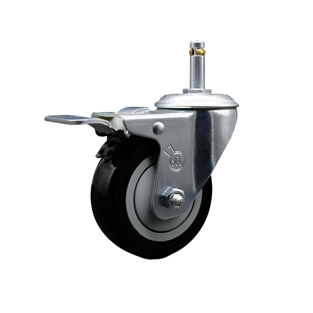 Replacement for Colson Caster 2.04251.95 MTG2 BRK5 - Polyurethane Swivel Grip Ring Stem Caster with 4 in. Black Wheel & 0.43 in. Stem