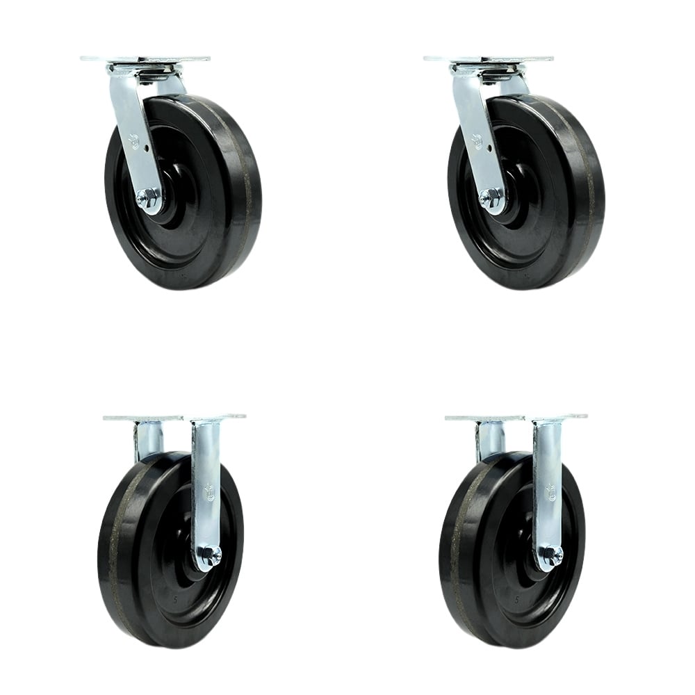 HIP-SCC-30CS820-PHR-2-R-2 Replacement Set for Hippo Hopper Casters PHC8-2-SET - Top Plate Caster with 8 in. Phenolic Wheel - 5000 lbs Total Capacity