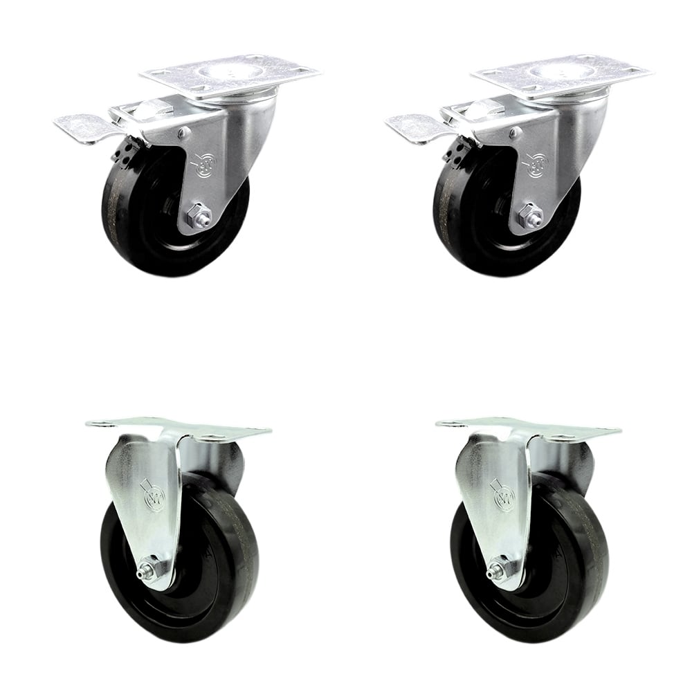 SCC-SSTTL20S414-PHS-2-R-2 Stainless Steel Phenolic Swivel Top Plate Caster with 4 x 1.25 in. Black Wheels - Set of 4