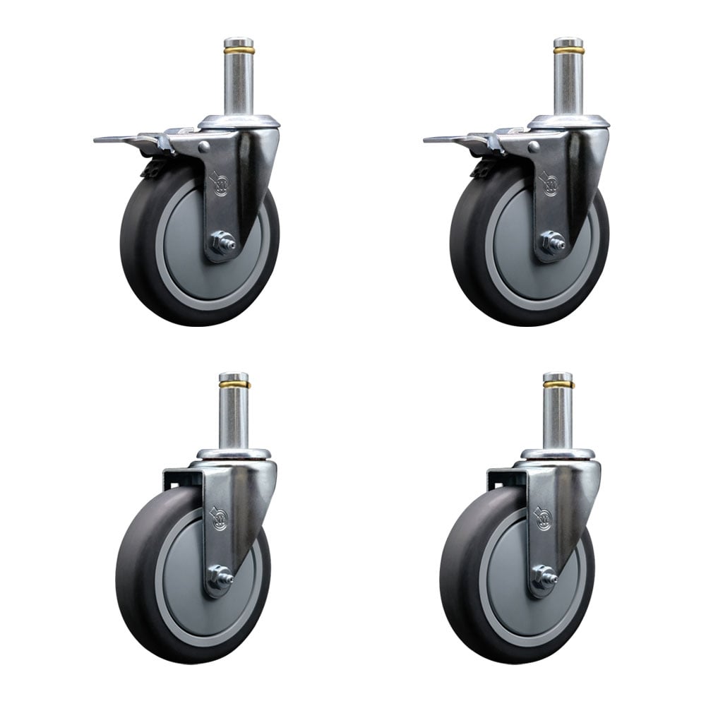Replacement Set for IRSG Casters C250-K2-P-Swivel 0.845 in. Grip Ring Stem Casters with 5 in. Thermoplastic Rubber Wheel