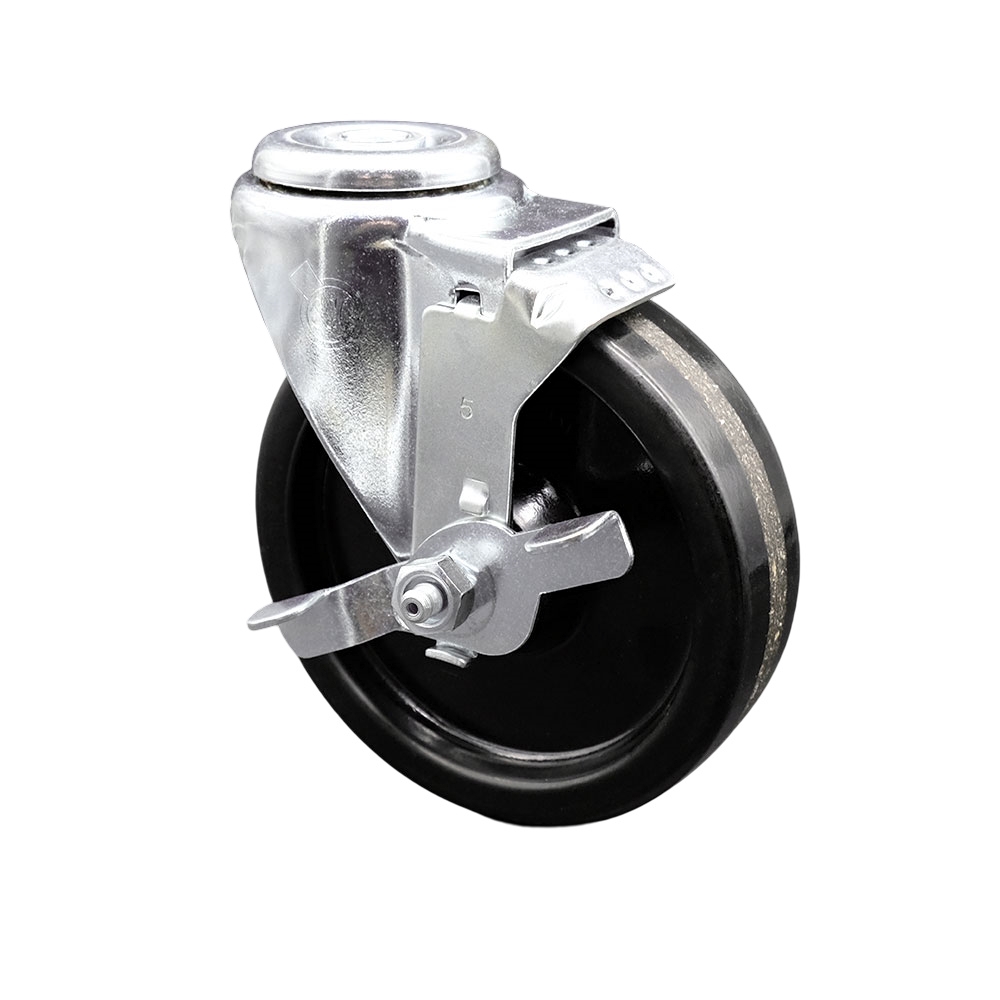 Phenolic Swivel Caster - Black - 5 x 1.25 in. - Top Locking Brake