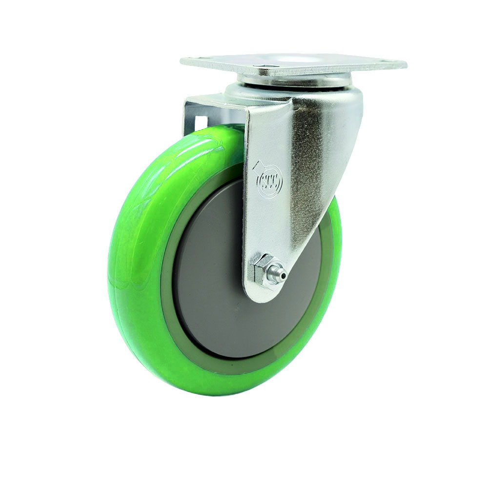 Replacement Caster for Uline Caster H-5540S - Swivel Top Plate Caster with 5 in. Green Polyurethane Wheel - Light Duty Replacement Caster