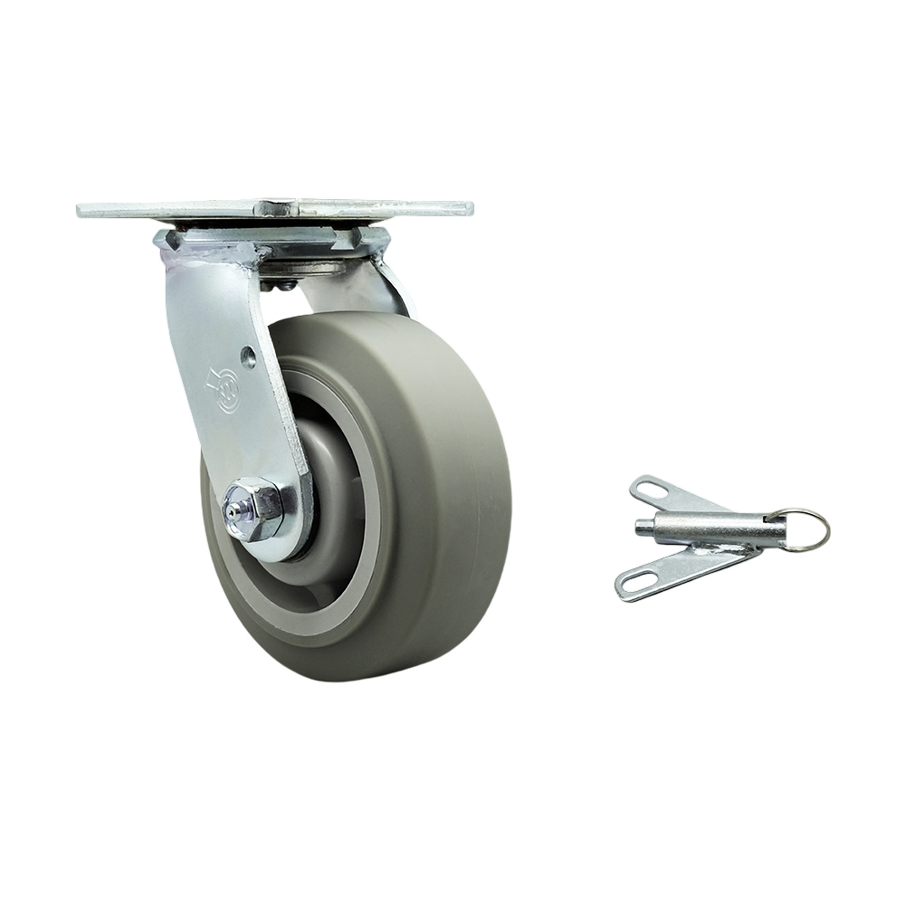 Replacement for McMaster Carr Caster 30305T571 - Swivel Top Plate Caster with 5 in. Thermoplastic Rubber Flat Tread Gray Wheel & Bolt on Swivel Lock -  Service Caster, MCM-SCC-30CS520-TPRRF-BSL