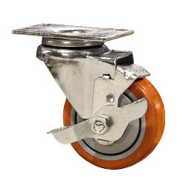 Replacement for Colson Caster 2.03256.95 BRK1 - Polyurethane Swivel Top Plate Swivel Caster with 3.5 in. Orange Wheel & Top Locking Brake