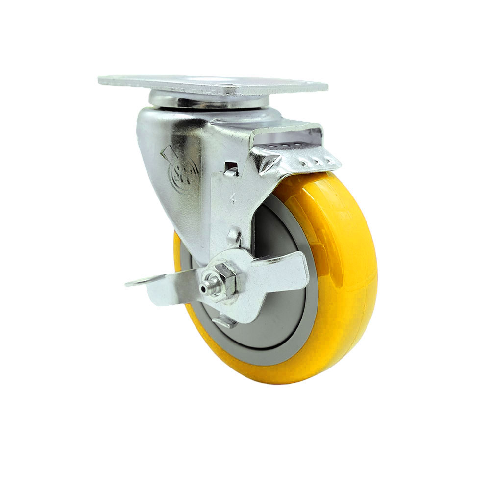 Replacement for Colson Caster 2.04256.95 MTG27 BRK1 - Swivel Caster with Top Lock Brake & 4 in. Yellow Polyurethane Wheel