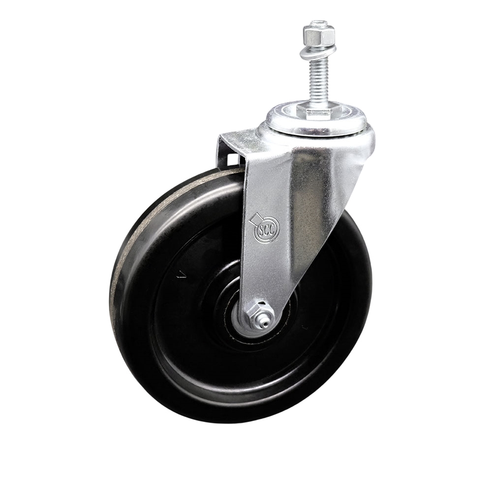 SCC-TS20S615-PHS-381615 Phenolic Swivel Threaded Stem Caster with 6 x 1.5 in. Black Wheel & 0.38 in. Stem