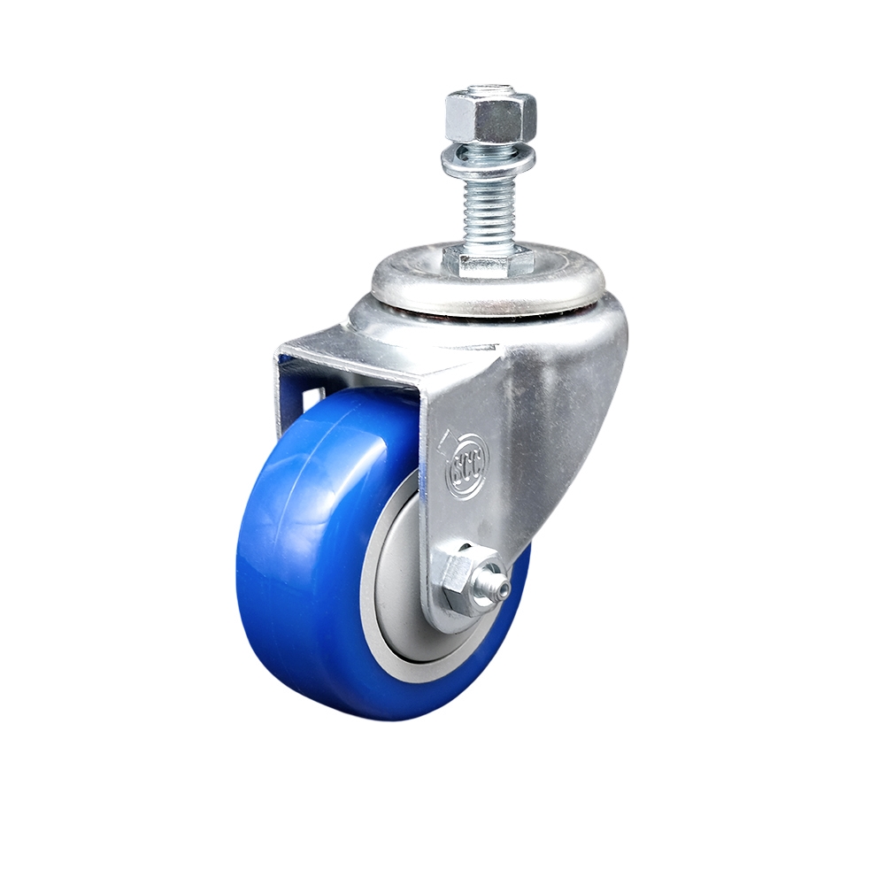 Replacement for Colson Caster 2.03354.92 - Polyurethane Swivel Threaded Stem Caster with 3 in. Blue Wheel & 0.5 x 1.5 in. Stem - 300 lbs Capacity