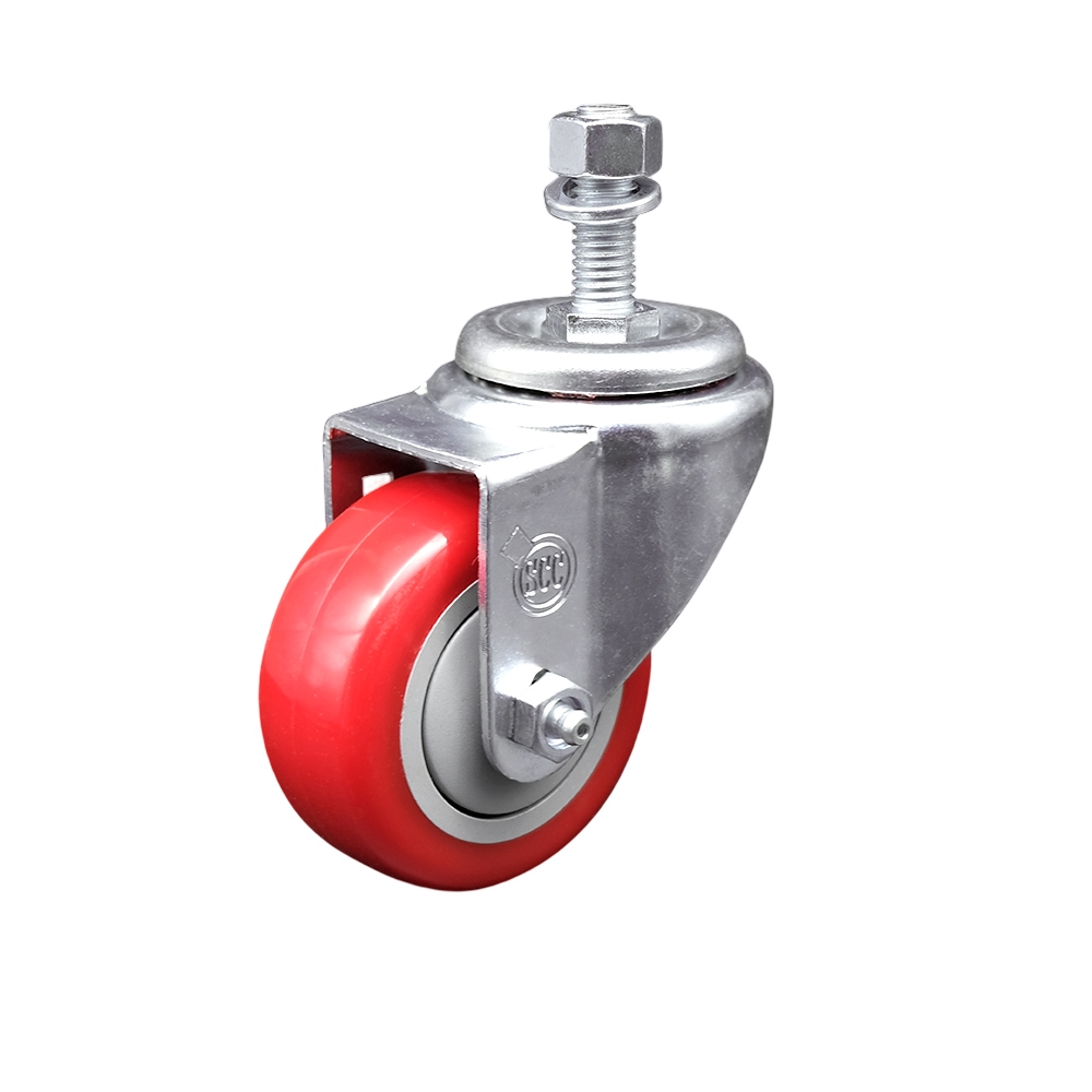 Replacement for Colson Caster 2.03254.95 MTG15 - Polyurethane Swivel Threaded Stem Caster with 3.5 in. Red Wheel & 0.75 x 1.75 in. Stem