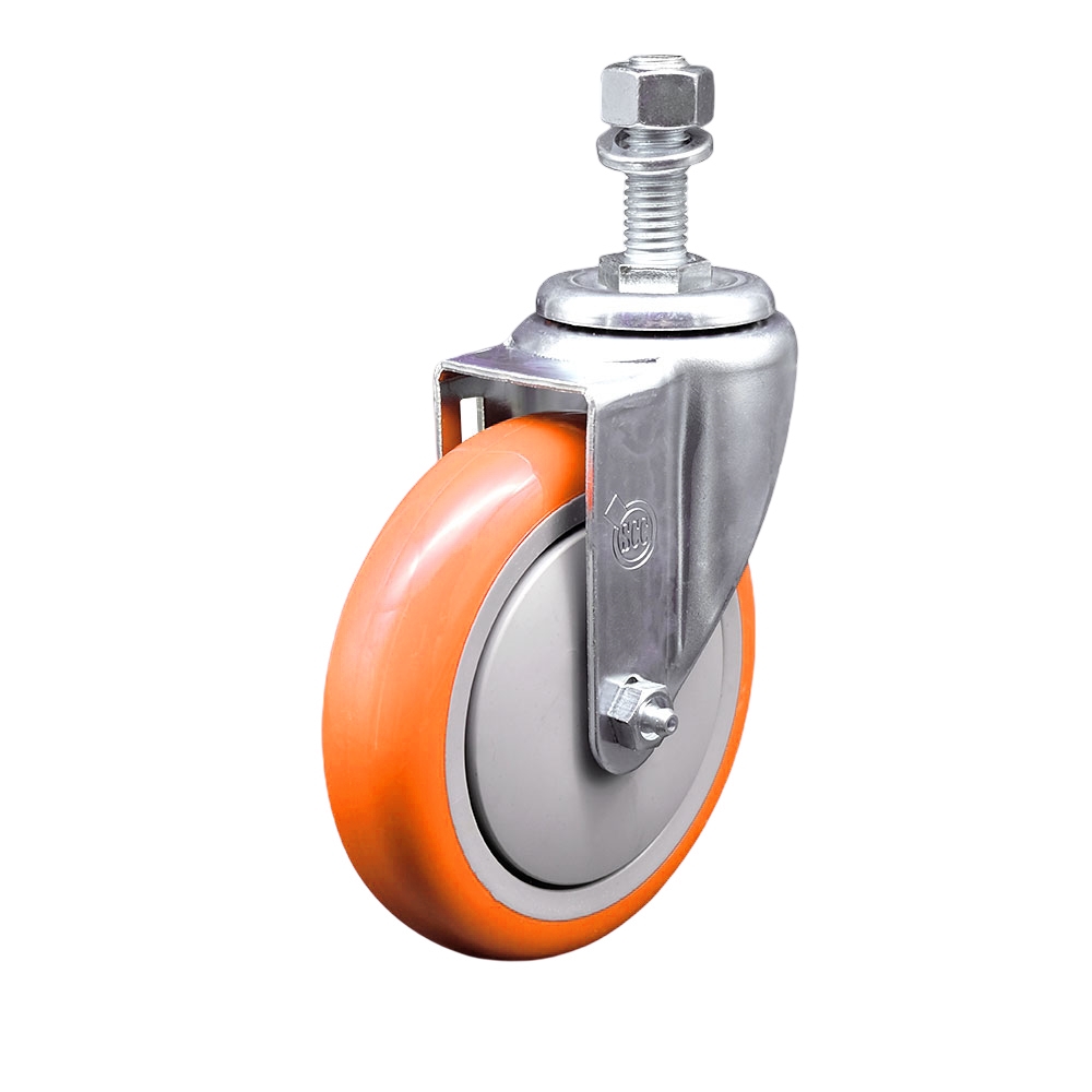 Replacement for Colson Caster 2.05254.95 MTG15 - Polyurethane Swivel Threaded Stem Caster with 5 in. Orange Wheel & 0.75 x 1.75 in. Stem