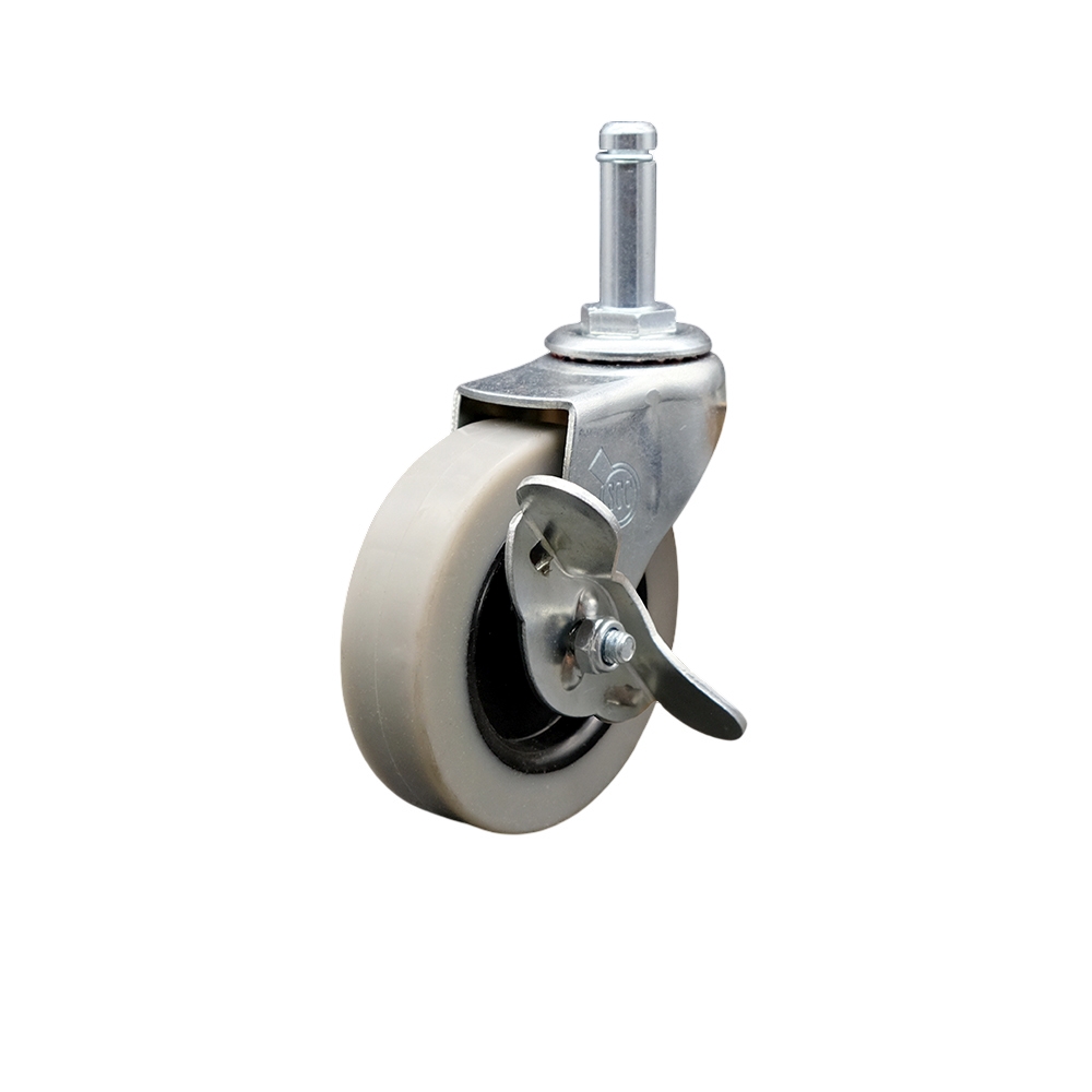 Replacement for Colson Caster 1.03351.441 MTG2 BRK3 - 3 in. Swivel Thermoplastic Rubber Caster & 0.43 x 1.37 in. Grip Ring Stem & Brake