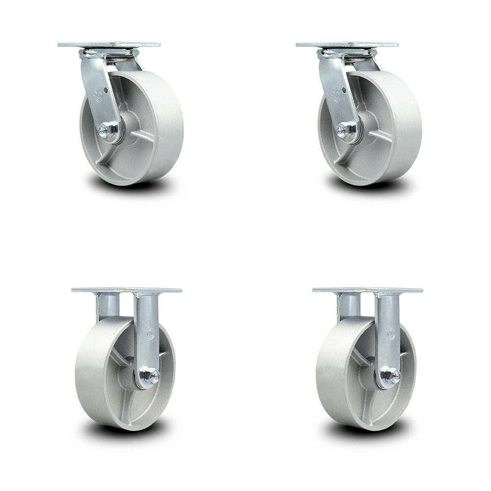 Replacement Set for Hippo Hopper Casters SC6-2-SET - Top Plate Caster with 6 in. Semi Steel Cast Iron Wheel - 4800 lbs Total Capacity