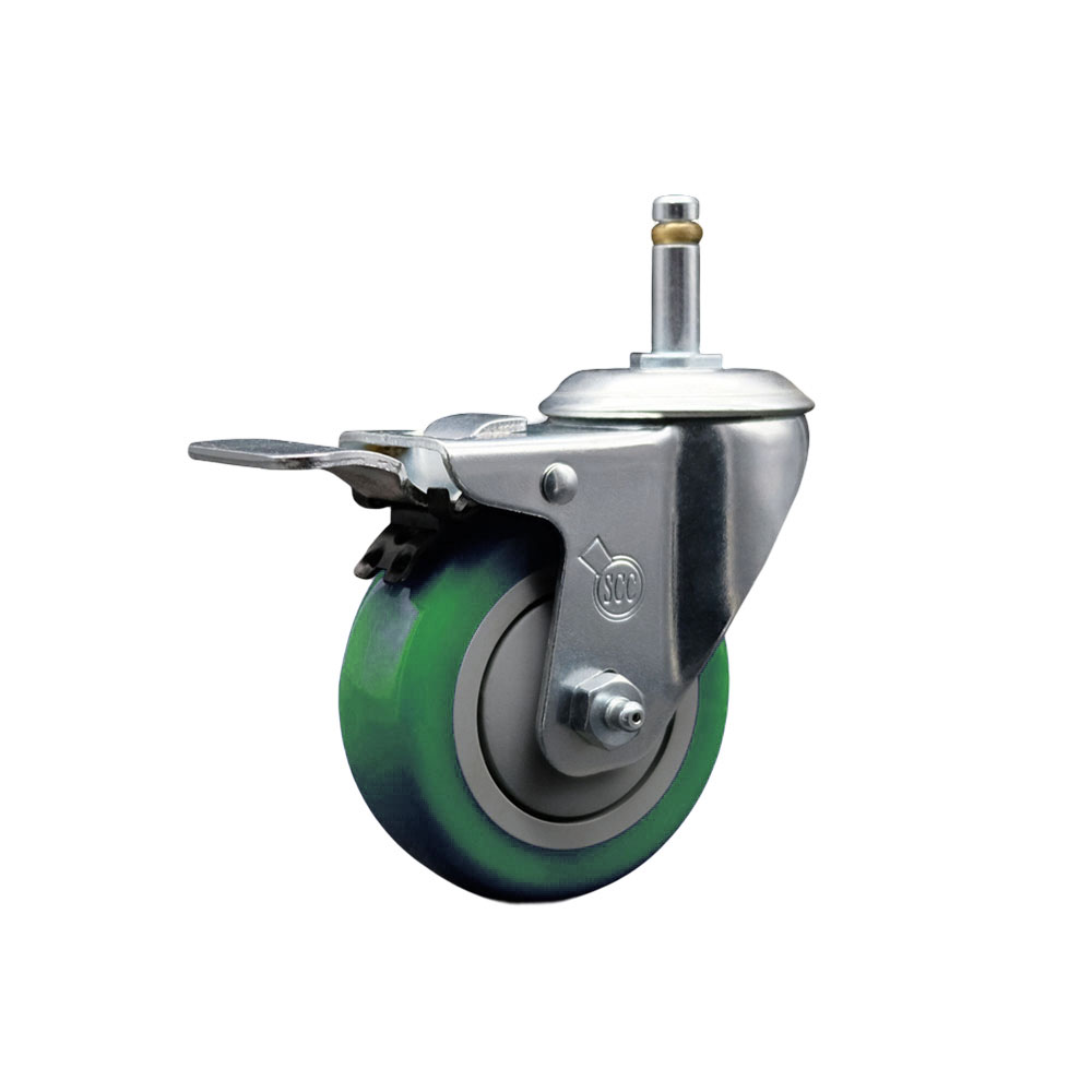 Replacement for Colson Caster 2.03251.95 MTG2 BRK5 - Polyurethane Swivel Grip Ring Stem Caster with 3.5 in. Green Wheel & 0.43 in. Stem
