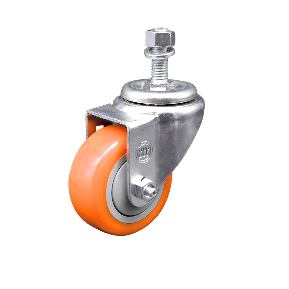 Replacement for Colson Caster 2.03254.95 - Polyurethane Swivel Threaded Stem Caster with 3.5 in. Orange Wheel & 0.5 x 1.5 in. Stem