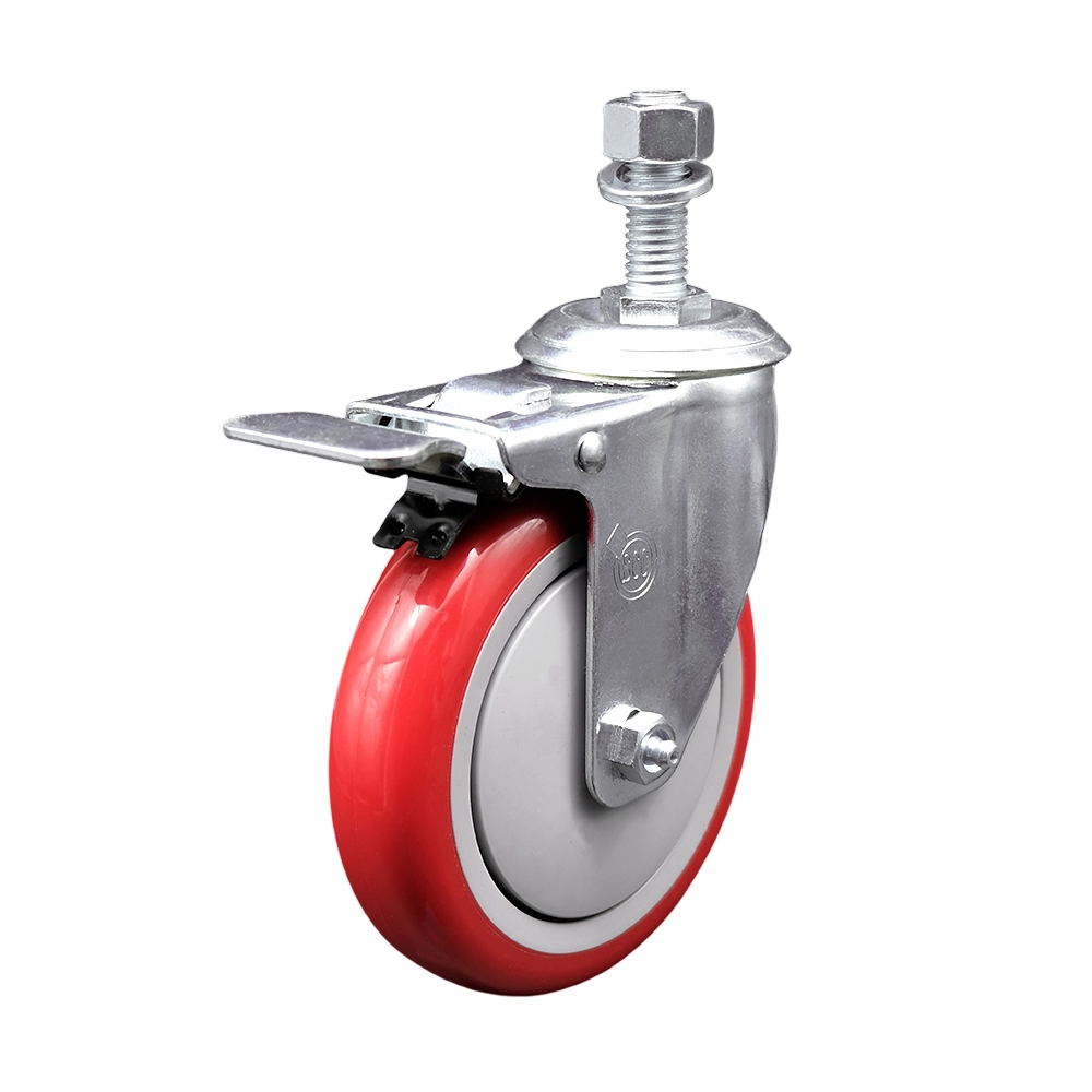 Replacement for Colson Caster 2.05254.95 BRK5 - Polyurethane Swivel Threaded Stem Caster with 5 in. Red Wheel & 0.5 x 1.5 in. Stem