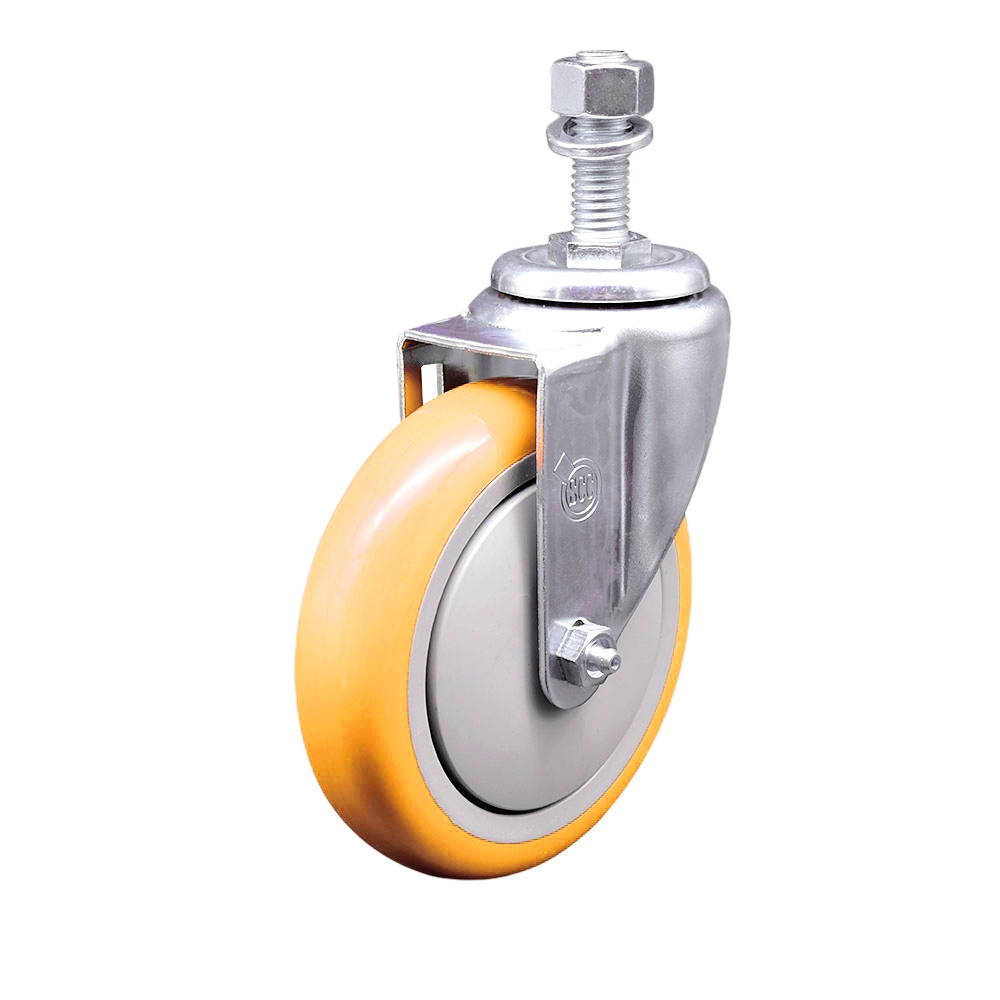 Replacement for Colson Caster 2.05254.95 MTG13 - Polyurethane Swivel Threaded Stem Caster with 5 in. Yellow Wheel & 0.62 x 1.75 in. Stem
