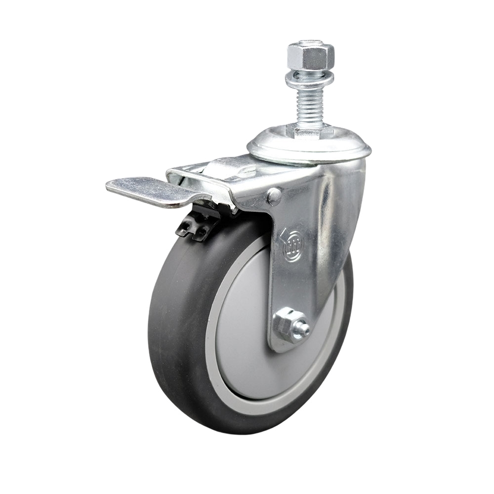 Replacement for Colson Caster 2.05254.445 MTG10 BRK5 - Thermoplastic Rubber Swivel Threaded Stem Caster - 5 in. Gray Wheel & 0.5 x 0.75 in. Stem