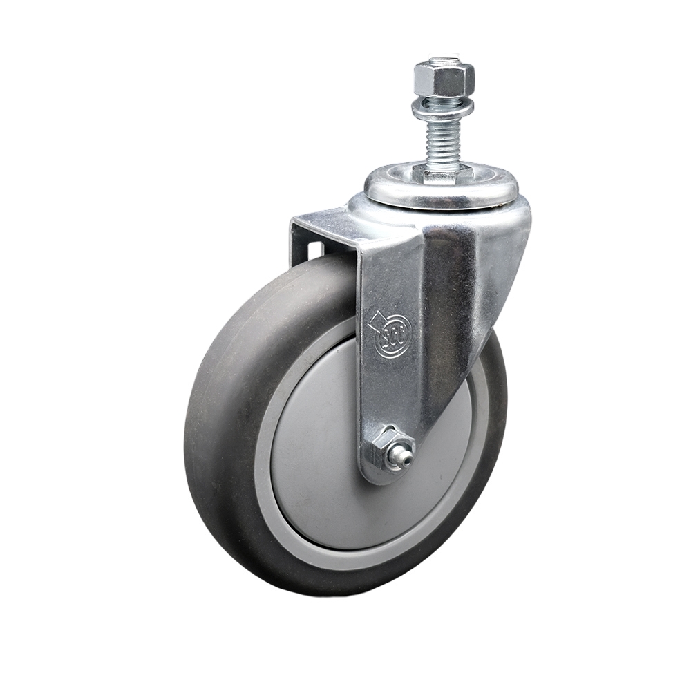Replacement for Colson Caster 2.05254.445 MTG13 - Thermoplastic Rubber Swivel Threaded Stem Caster - 5 in. Gray Wheel & 0.62 x 1.75 in. Stem