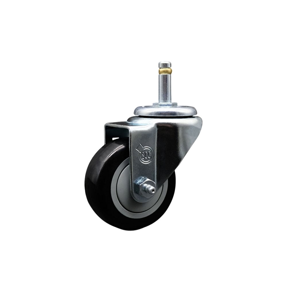 Replacement for Colson Caster 2.03351.92 MTG7 - Polyurethane Swivel Grip Ring Stem Caster with 3 in. Black Wheel & 0.845 in. Stem - 300 lbs Capacity