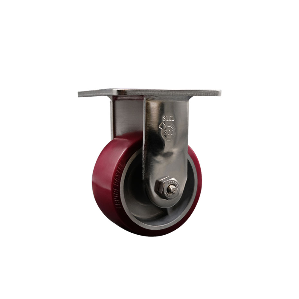 316 Stainless Steel Heavy Duty Rigid Top Plate Caster with 4 in. Polyurethane on Aluminum Wheel & Ball Bearings - 700 lbs Capacity per Caster