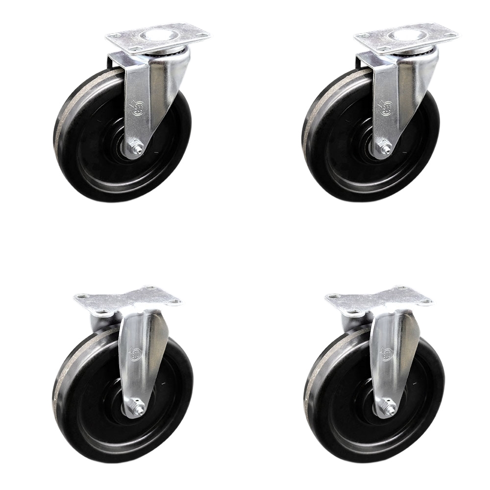SCC-20S615-PHS-2-R-2 Phenolic Swivel Top Plate Caster with 6 in. Black Wheels - Set of 4