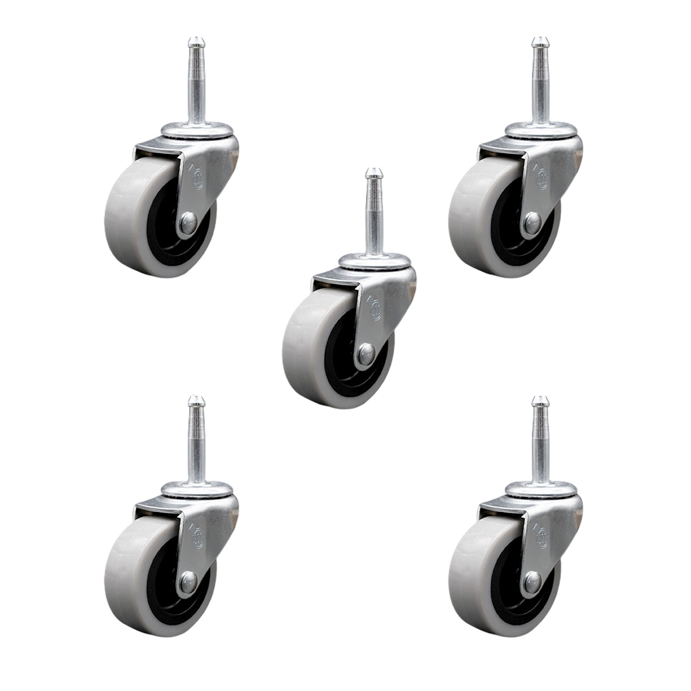 SCC-GN05S210-TPUS-5 2 in. Swivel Polyurethane Caster Wheels & 0.31 in. Grip Neck Stem Casters - Set of 5