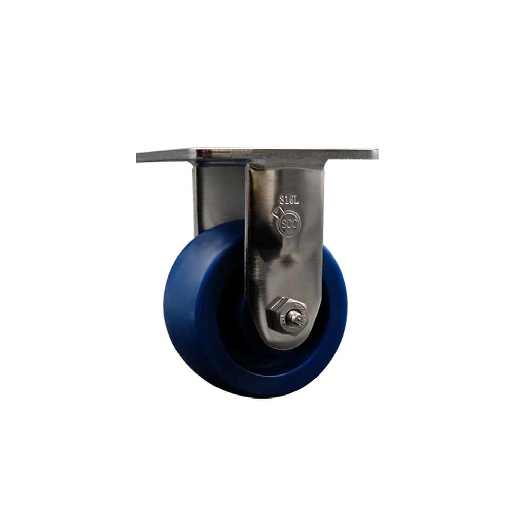 316 Stainless Steel Heavy Duty Rigid Top Plate Caster with 4 in. Solid Polyurethane Wheel & Ball Bearings - 700 lbs Capacity per Caster