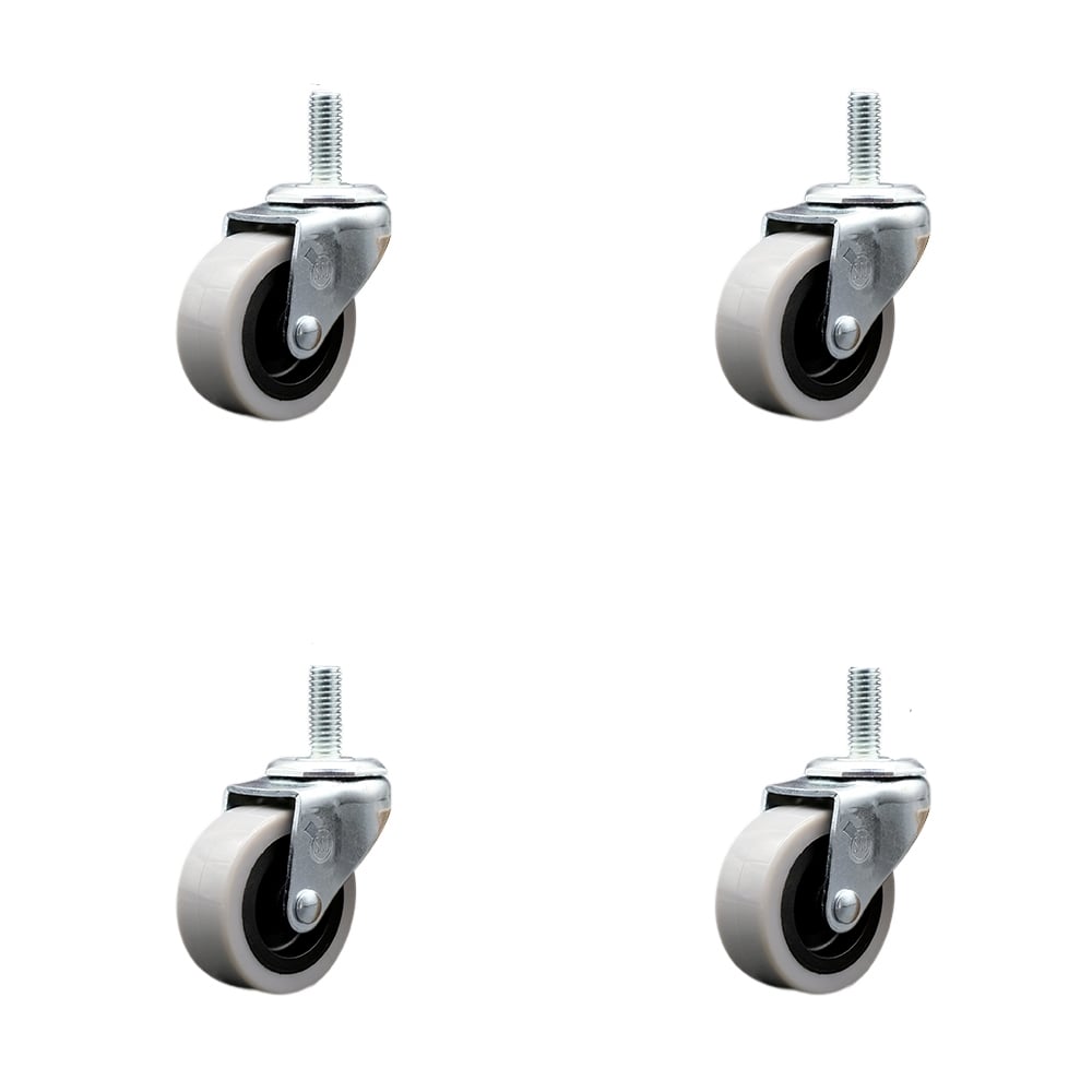 SCC-TS05S210-TPRS-M1015-4 2 in. Swivel Thermoplastic Rubber Caster Wheels with 10 mm 1.50 TPI x 1.5 in. Threaded Stem Casters - Set of 4