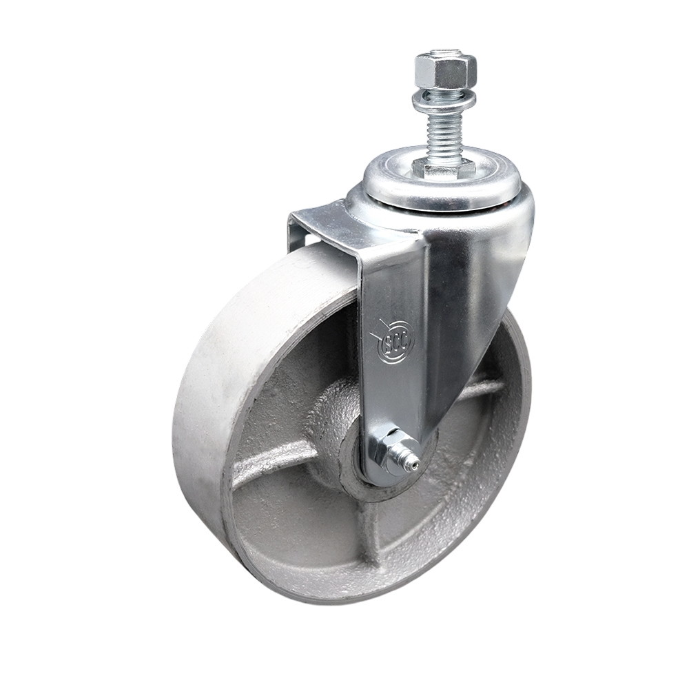 Replacement for Colson Caster 2.05254.12 MTG13 - Semi Steel Cast Iron Swivel Threaded Stem Caster - 5 in. Silver Wheel & 0.62 x 1.75 in. Stem