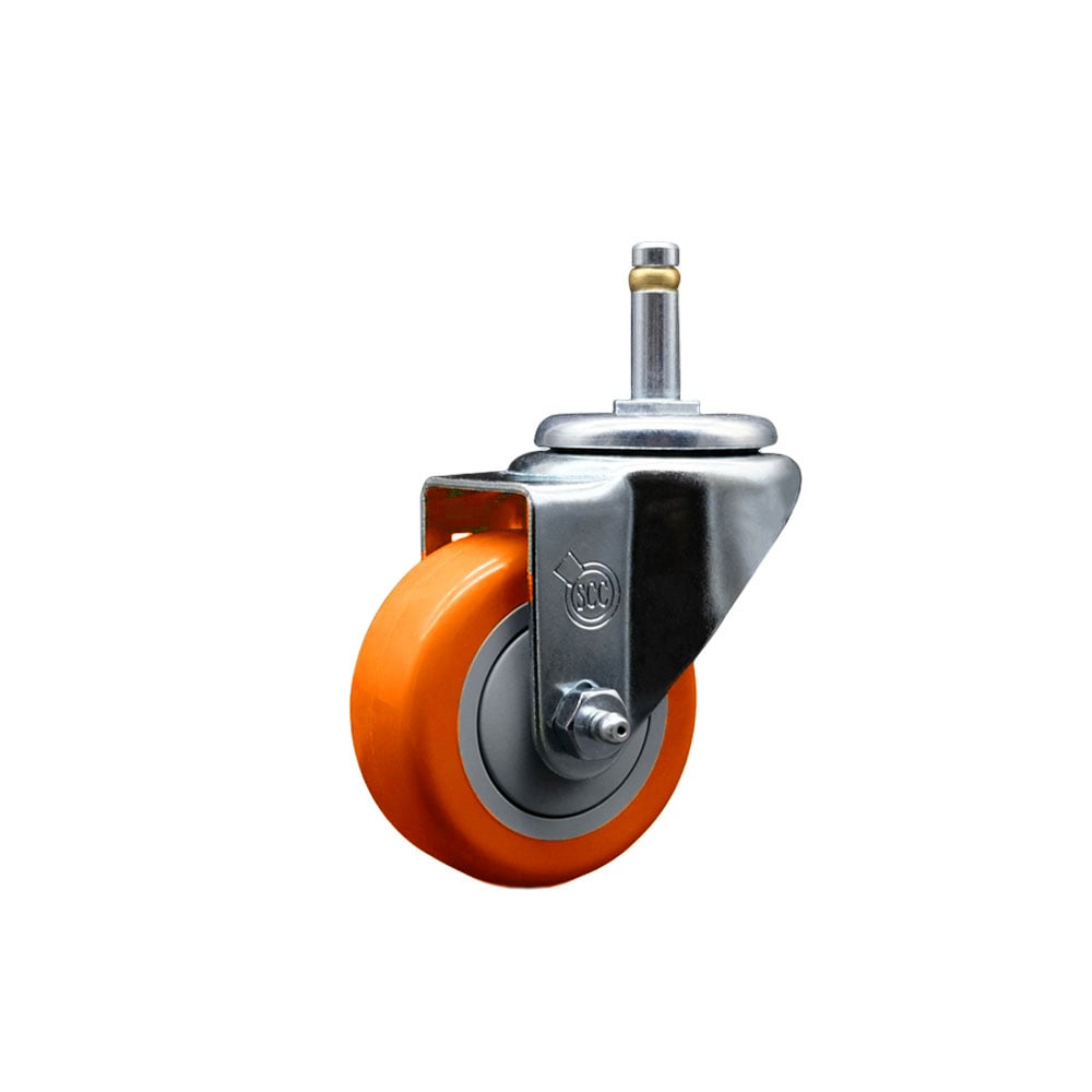 Replacement for Colson Caster 2.03351.92 MTG2 - Polyurethane Swivel Grip Ring Stem Caster with 3 in. Orange Wheel & 0.43 in. Stem - 300 lbs Capacity