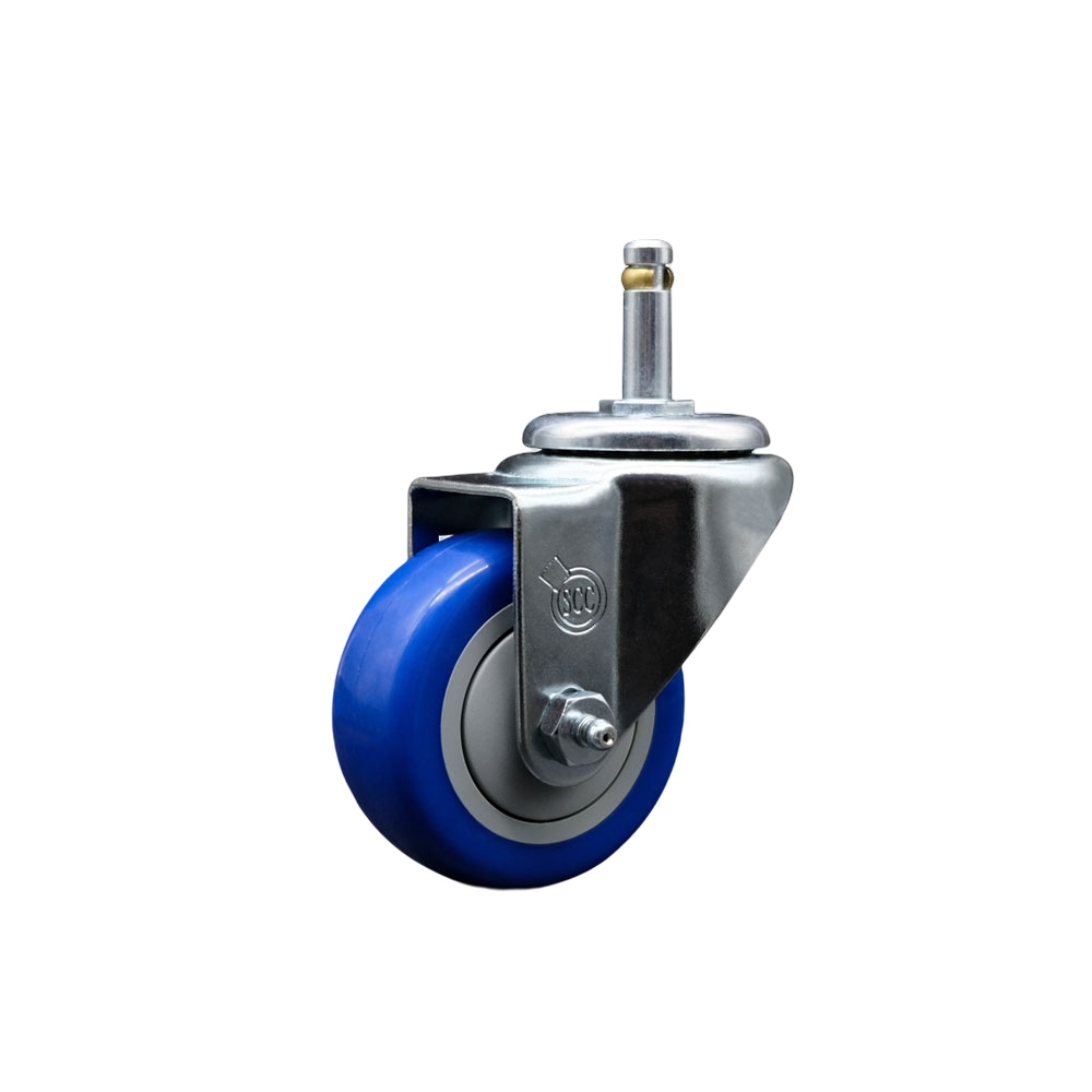 Replacement for Colson Caster 2.03351.92 MTG7 - Polyurethane Swivel Grip Ring Stem Caster with 3 in. Blue Wheel & 0.845 in. Stem - 300 lbs Capacity