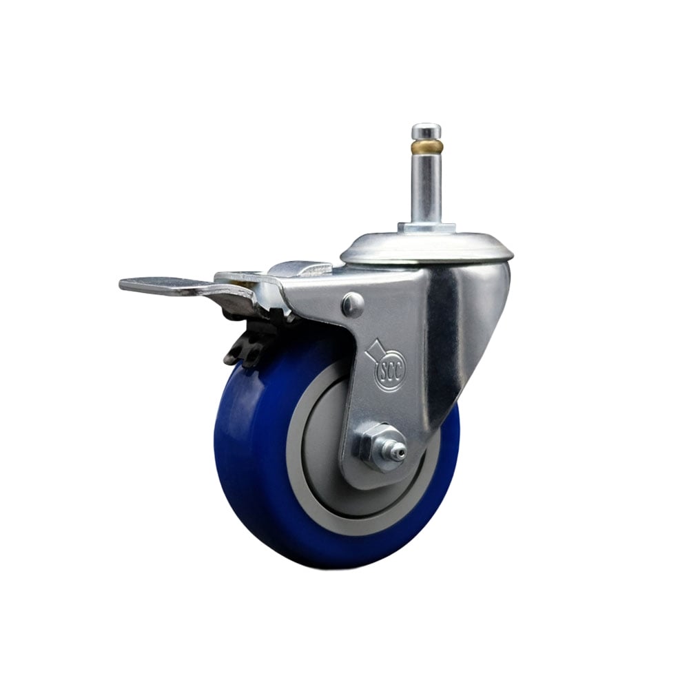 Replacement for Colson Caster 2.03251.95 MTG2 BRK5 - Polyurethane Swivel Grip Ring Stem Caster with 3.5 in. Blue Wheel & 0.43 in. Stem