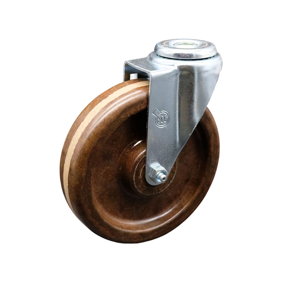 SCC-BH20S615-PHRHT High Temperature Phenolic Swivel Bolt Hole Caster with Roller Bearing 6 x 1.5 in. Brown Wheel