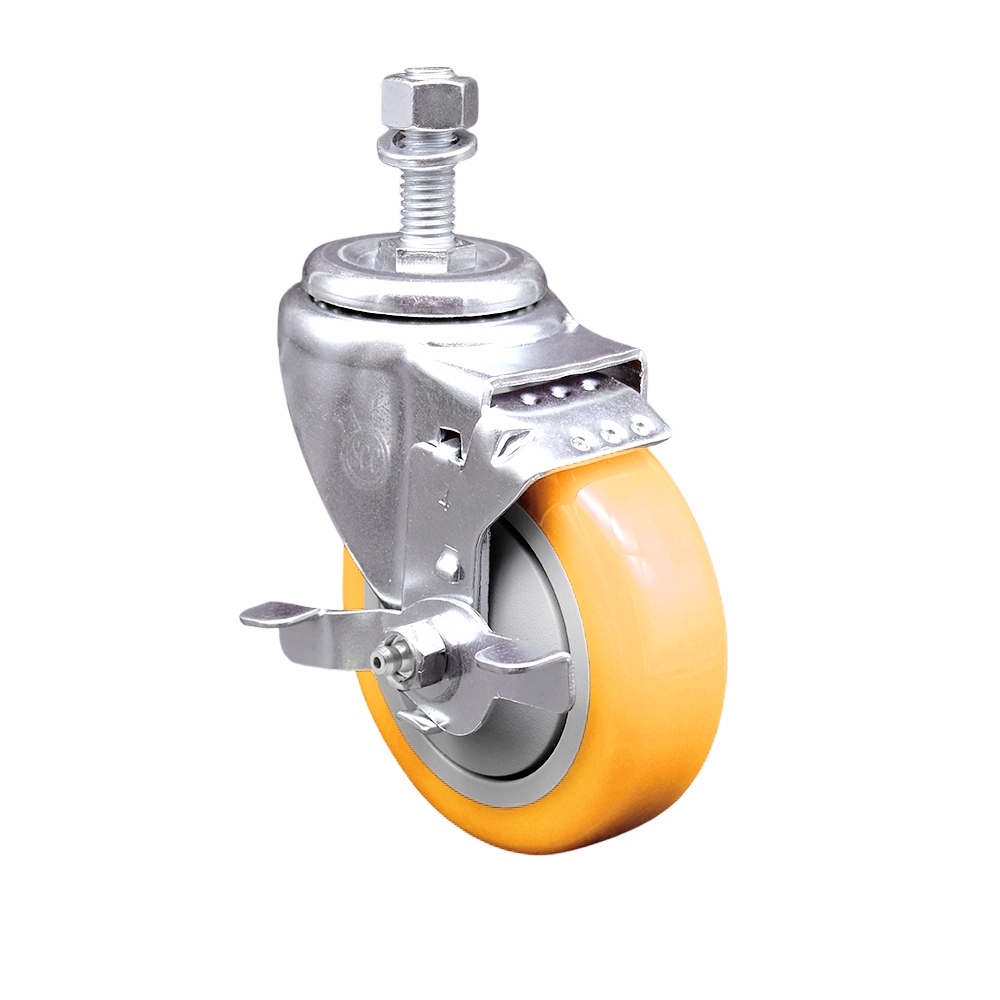 Replacement for Colson Caster 2.04254.95 MTG11 BRK1 - Polyurethane Swivel Threaded Stem Caster - 350 lbs Capacity
