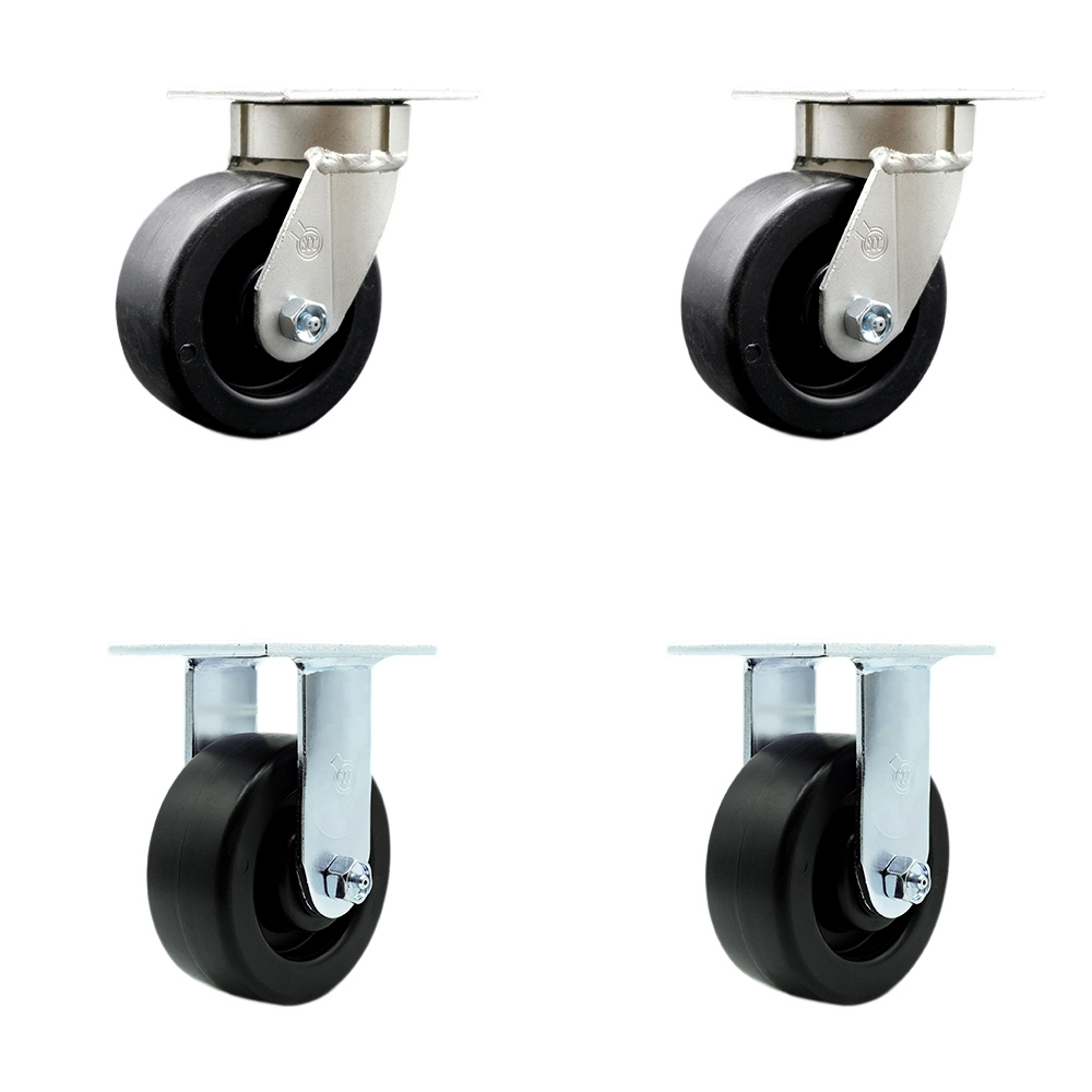 SCC-KP30S520-POB-2-R-2 Heavy Duty Kingpinless Swivel Caster with 5 in. Polyolefin Wheels & Ball Bearings - 2600 lbs Total Capacity - Set of 4