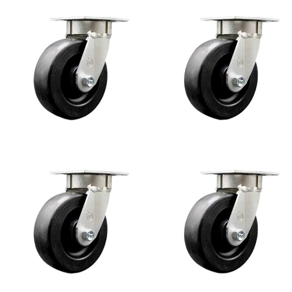 SCC-KP30S620-POB-4 Heavy Duty Kingpinless Swivel Caster with 6 in. Polyolefin Wheels & Ball Bearings - 2800 lbs Total Capacity - Set of 4