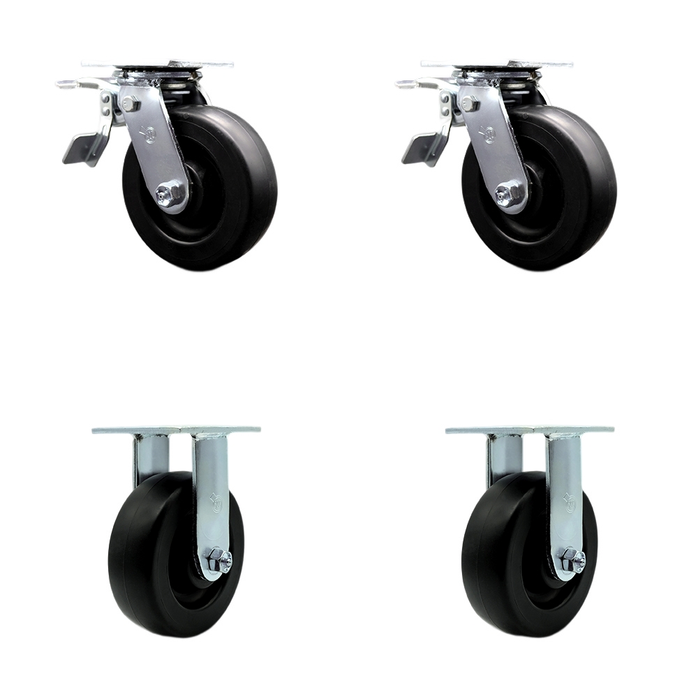 HUS-SCC-TTL30S620-POR-2-R-2 Replacement Set for Husky Tool Chest Locker Casters -Swivel Top Plate Casters with 6 in. Polyolefin Wheels