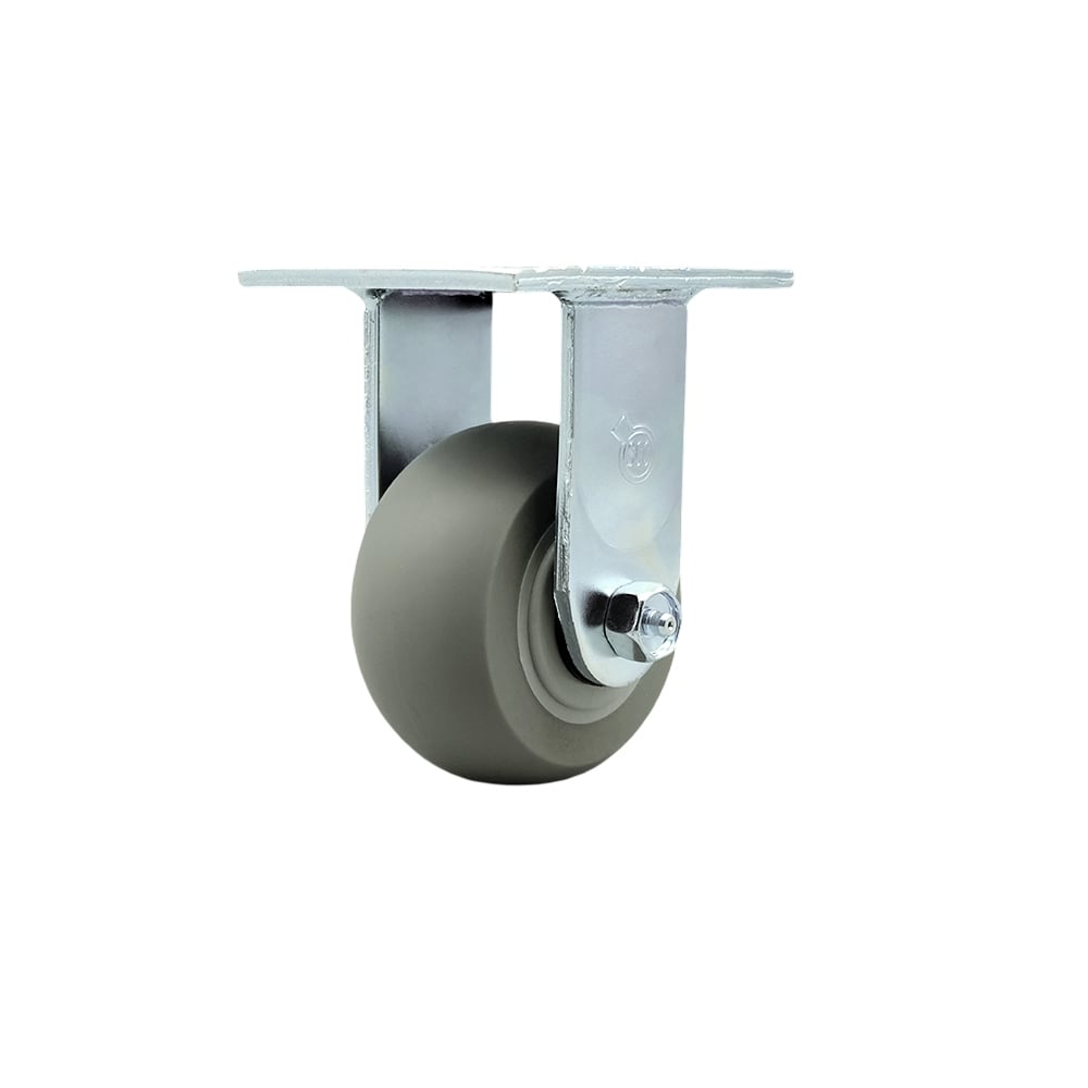 Stainless Steel Heavy Duty Rigid Top Plate Caster with 4 in. Thermoplastic Rubber Donut Tread Wheel & Delrin Bearings - 300 lbs Capacity per Caster