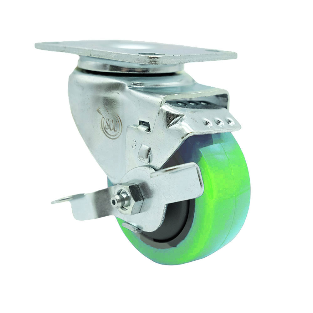 GRA-SCC-20S314-PPUB-GRN-TLB-3.75LH Replacement Caster for Grainger Caster 400K66 - Swivel Top Plate Caster with 3 in. Green Polyurethane Wheel