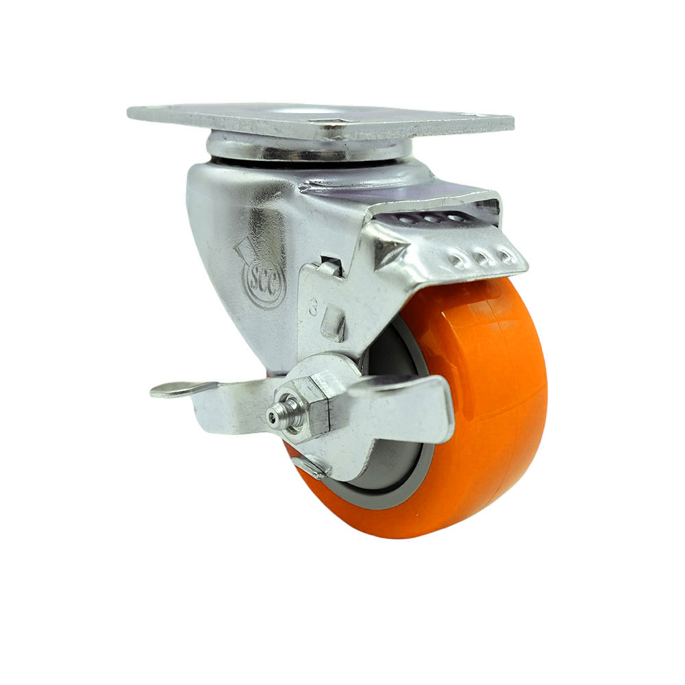 GRA-SCC-20S314-PPUB-ORG-TLB-3.75LH Replacement Caster for Grainger Caster 400K66 - Swivel Top Plate Caster with 3 in. Orange Polyurethane Wheel
