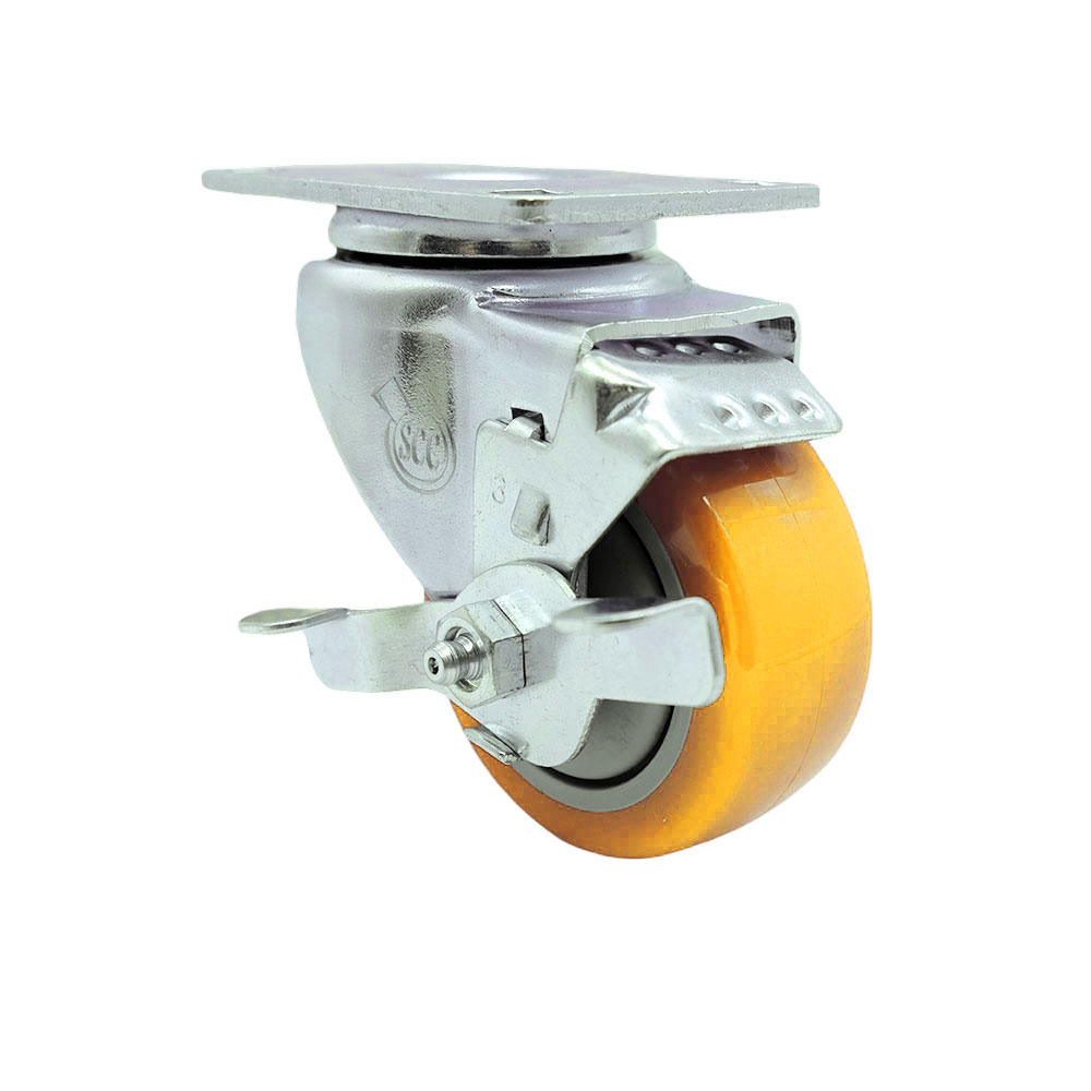 GRA-SCC-20S314-PPUB-YEL-TLB-3.75LH Replacement Caster for Grainger Caster 400K66 - Swivel Top Plate Caster with 3 in. Yellow Polyurethane Wheel