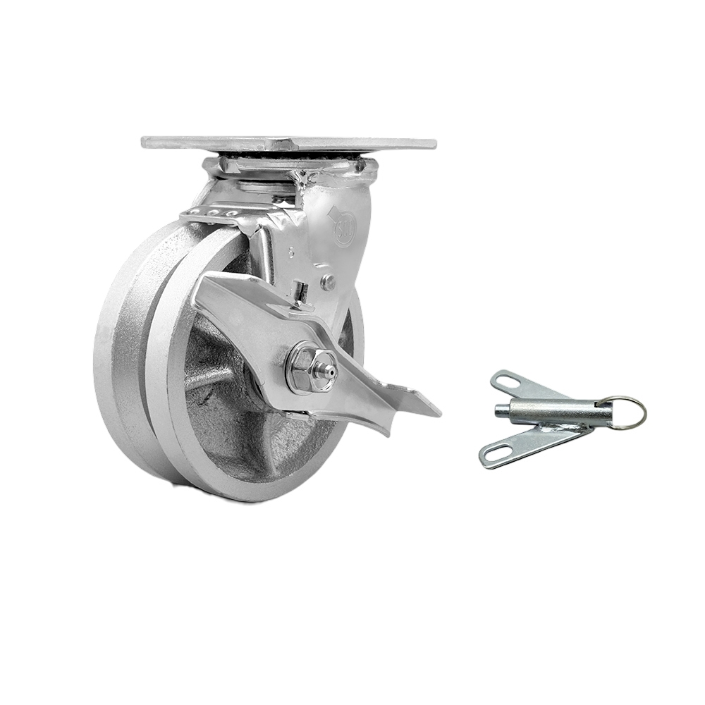Heavy Duty Swivel Caster - Bronze - 5 in. Wheel - Top Lock Brake