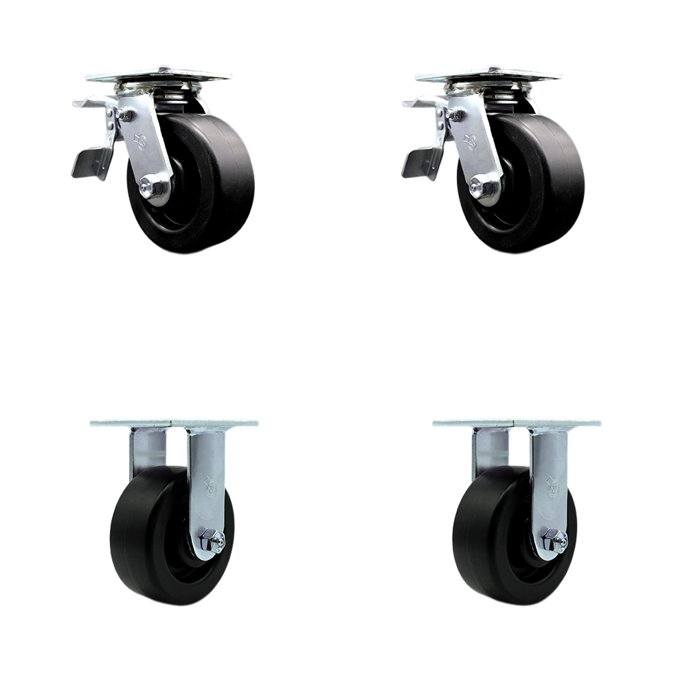 Replacement Set for Husky Tool Workbench Tool Chest Casters- Swivel Top Plate Heavy Duty Casters with 5 in. Polyolefin Wheels