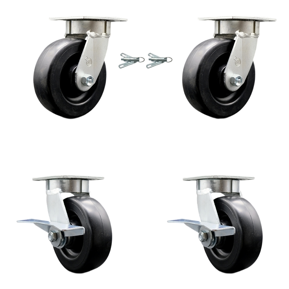 Heavy Duty Kingpinless Swivel Caster with 6 in. Polyolefin Wheels & Ball Bearings - Set of 4
