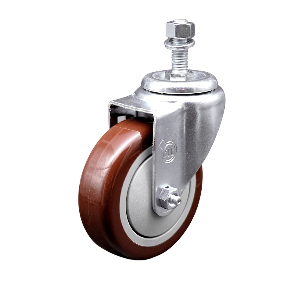 Replacement for Colson Caster 2.04254.95 MTG11 - Polyurethane Swivel Threaded Stem Caster with 4 in. Maroon Wheel & 0.5 x 1 in. Stem