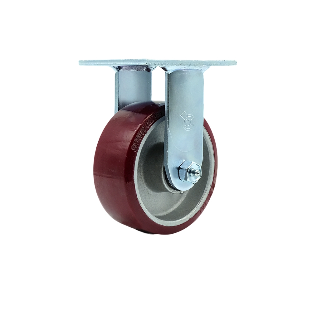 Stainless Steel Heavy Duty Rigid Top Plate Caster with 5 in. Polyurethane on Aluminum Wheel & Delrin Bearings - 900 lbs Capacity per Caster