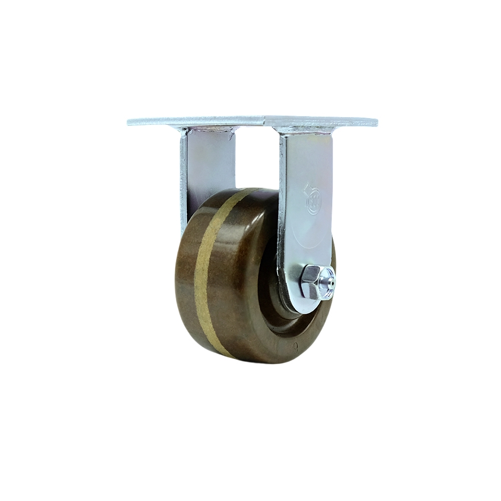 SCC-30R420-PHBZHT Heavy Duty Rigid Top Plate Caster with 4 in. High Temperature Phenolic Wheel & Bronze Bearings - 800 lbs Capacity per Caster